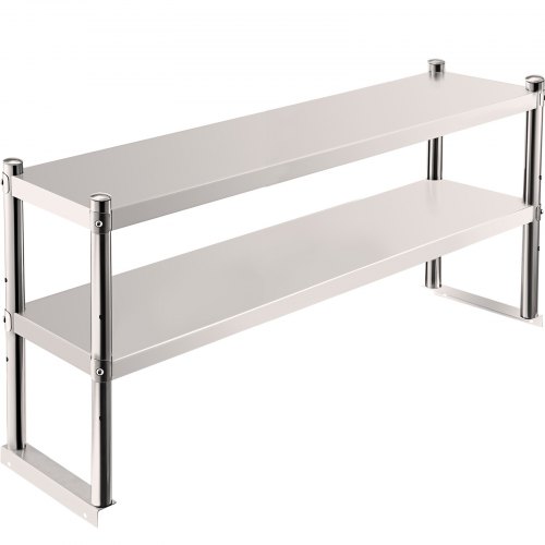 Stainless Steel for Work Table Adjustable Double Overshelf 14 x 30 