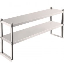 VEVOR Double Overshelf Stainless Steel Overshelf 2-Tier 12" x 36" for Prep Table