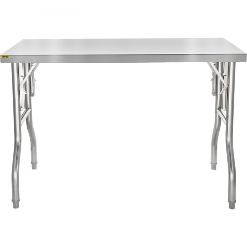 VEVOR 48 x 30 Inch Folding Commercial Prep Table Commercial Worktable Workstation, Heavy-Duty Stainless Steel Folding Table with 220 lbs Load, Silver Stainless Steel Kitchen Island?Kitchen Work Table