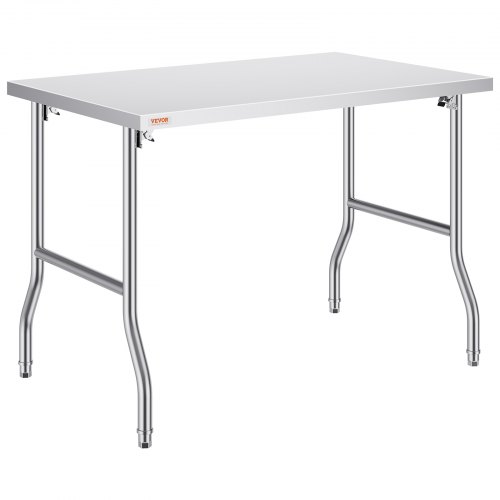 VEVOR 48 x 30 Inch Folding Commercial Prep Table Commercial Worktable Workstation, Heavy-Duty Stainless Steel Folding Table with 220 lbs Load, Silver