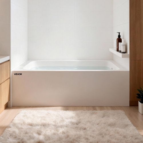 

VEVOR Alcove Bathtub, 1219 x 762 mm Contemporary Alcove Acrylic Bathtub, Soaking Bath Tub with Right Hand Drain and Overflow Hole, Rectangular Deep Soak Tub for Bathroom with Integral Flange, White