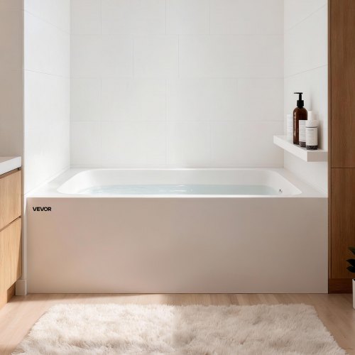 

VEVOR Alcove Bathtub, 54" x 30" Contemporary Alcove Acrylic Bathtub, Soaking Bath Tub with Right Hand Drain and Overflow Hole, Large Rectangular Deep Soak Tub for Bathroom with Integral Flange, White