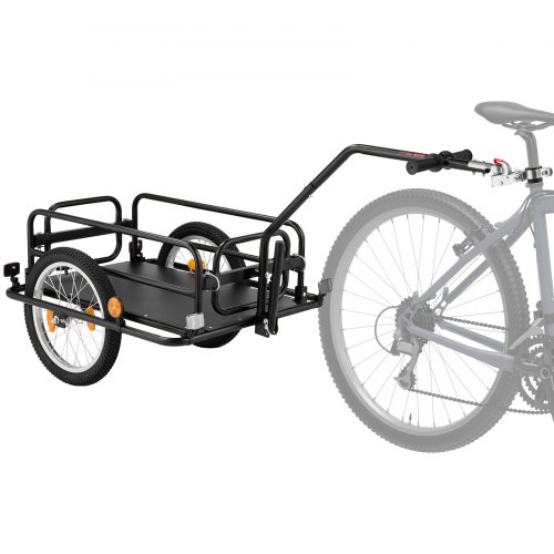 VEVOR Bike Cargo Trailer 88 lbs Load 2-in-1 Pushcart Folding Bicycle Wagon, Heavy-Duty Cart with 16-Inch Wheels, Reflectors, Carbon Steel Frame, Folda