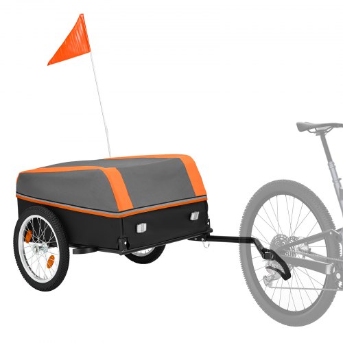 VEVOR Bike Cargo Trailer 40 kg Heavy-Duty Bicycle Wagon Rear Axle Mount, Foldable Compact Storage Cart with Waterproof Cover, 406 mm Wheels, Reflectors, Carbon Steel Frame, Fits 559-711 mm Bike Wheels