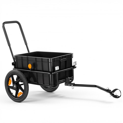

VEVOR Bike Cargo Trailer 100 lbs 2-in-1 Pushcart Heavy-Duty Bicycle Wagon, Cart with Waterproof Cover, 7 in & 16 in Wheels, Reflector, Carbon Steel Frame, Fits 22-28 in Bike Wheels, for Carrying Cargo