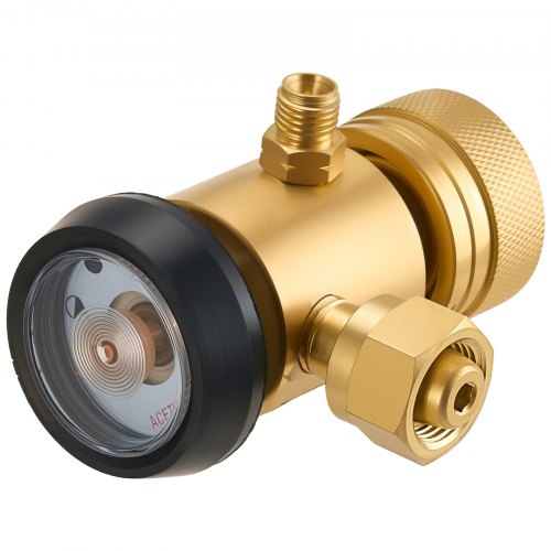 

VEVOR CGA200 Acetylene Regulator for Small MC Tanks, AR-MC Air Acetylene Regulator Gauge with 3/8"-24 LH Outlet Connection, Heavy-Duty Brass Body for Welding Brazing Applications