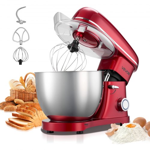 

VEVOR Stand Mixer, 8.2 QT Electric Kitchen Mixer, 660W Dough-Mixer, 6 + Pulse Speeds Tilt-head Food-Mixer with Stainless Steel Bowl, Dough Hook, Whisk, Beater, for Baking, Mixing, Whipping & Kneading