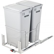 VEVOR Pullout Waste Container Kitchen Trash Can 43Qt Double w/ Soft Close Grey