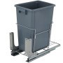VEVOR Pull-Out Trash Can, 37Qt Single Bin, Under Mount Kitchen Waste Container with Soft-Close Slides, 33 lbs Load Capacity & Door-Mounted Brackets, Garbage Recycling Bin for Kitchen Cabinet, Grey