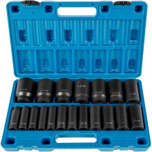 Vevor Impact Socket Set 1/2 Inch Drive 19pcs 3/8 In. To 1-1/2 In. Deep Length