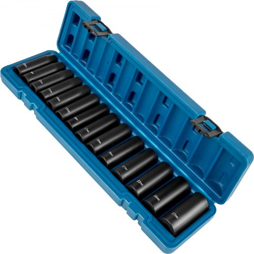 Vevor Deep Impact Sockets Set 1/2 Inch Drive 14 Pcs 10mm - 27mm 6-point W/ Case
