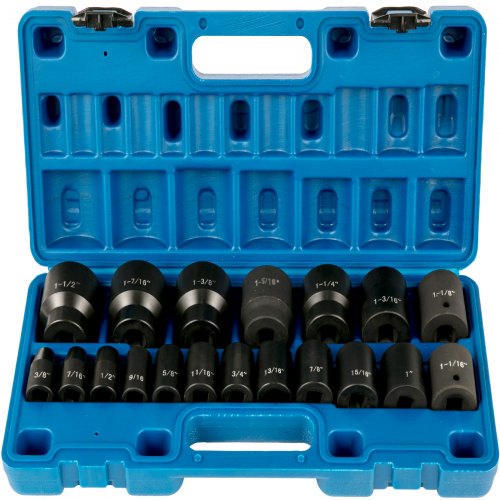 Impact Sockets Set 1/2 Inches 19 Pcs, 3/8'' To 1-1/2'' Sae 6-point Extension Bar
