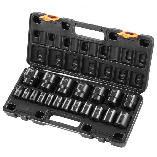 

VEVOR Impact Socket Set 1/2 Inches 19 Piece Impact Sockets, Standard Socket Assortment, 1/2 Inches Drive Socket Set Impact Standard SAE (3/8 Inches to 1-1/2 Inches) 6-point Hex Sockets