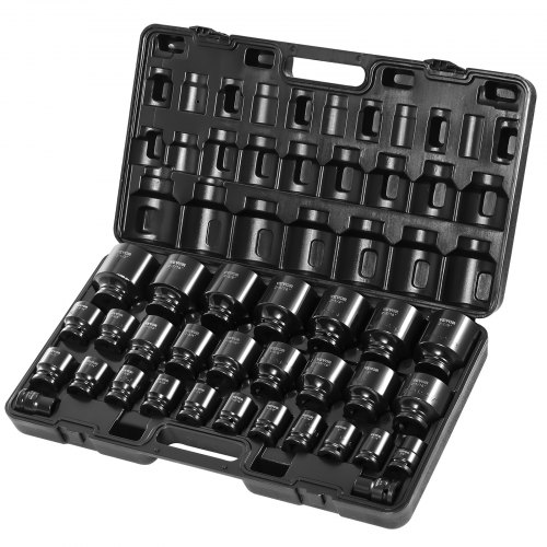 

VEVOR Impact Socket Set 3/4 Inches 29 Piece Impact Sockets, 6-Point Sockets, Rugged Construction, CR-M0, 3/4 Inches Drive Socket Set Impact SAE 3/4 inch - 2-1/2 inch, with a Storage Cage