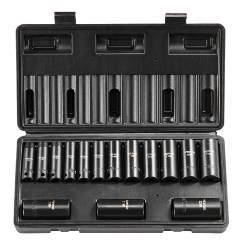 

VEVOR Impact Sockets Set 15pcs 6-Point 3/8in Drive Bit Ratchet Tool Kit Case