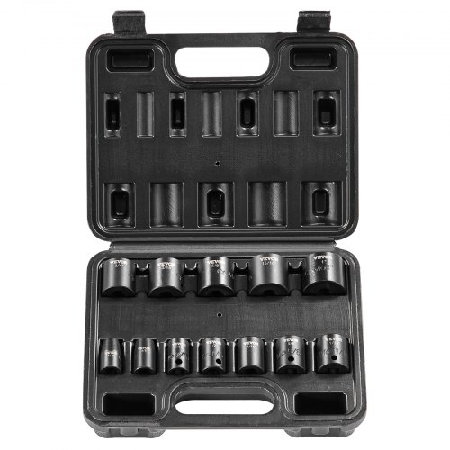 

VEVOR Impact Sockets Set 12pcs 6-Point 3/8in Drive Bit Ratchet Tool Kit Case