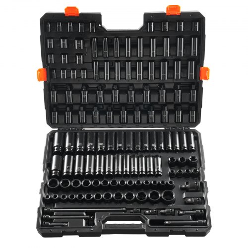 

VEVOR Impact Sockets Set 130PCS 6-Point 3/8" & 1/2" Drive Bit Ratchet Tool Kit