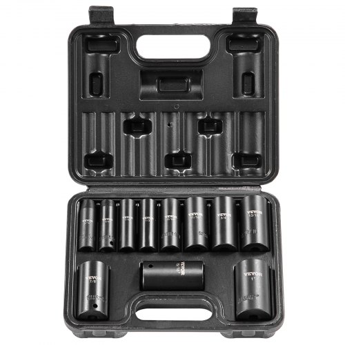 

VEVOR Impact Sockets Set 11pcs 6-Point 3/8in Drive Bit Ratchet Tool Kit Case