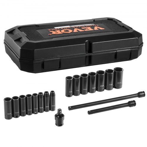 

VEVOR Impact Sockets Set 18pcs 6-Point 3/8" Drive Bit Ratchet Tool Kit Case