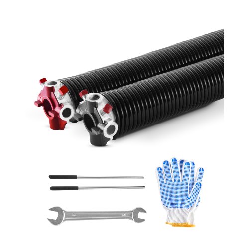 

VEVOR Garage Door Torsion Springs, Pair of 0.234 x 2 x 31 in, 16000 Cycles, Electrophoresis Black Coated for Replacement, Garage Door Springs with Non-Slip Winding Bars, Gloves and Mounting Wrench