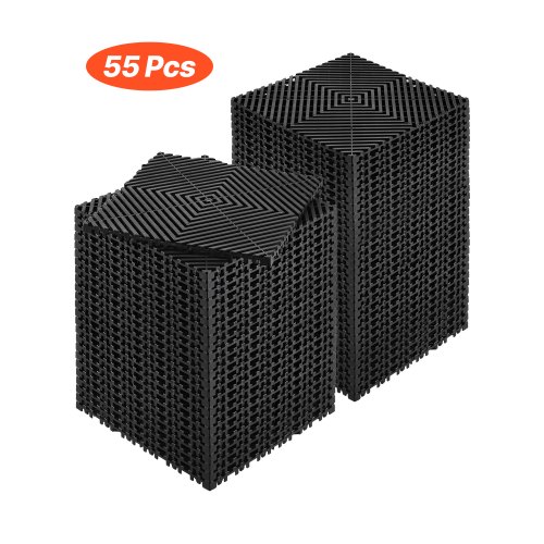 

VEVOR Interlocking Drainage Mat, 12” x 12” Modular Interlocking Cushion, 55 Pcs Splicing Drainage Mats, Non-Slip Black PP Drainage Floor Tile and Shower Mat, for Garage, Garden, Kitchen & Outdoor