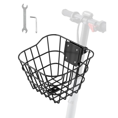 VEVOR Front Bike Basket, Electric Scooter Basket with Fixed Bracket - Max Bearing 20 lbs, Construct from Solid Steel, Kids Bike Basket/Adult Bicycle Basket/Knee Electric Scooter Accessories