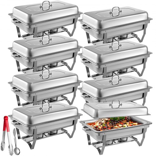 

8 Qt 8 Packs Full Size Upgraded Stainless Steel Chafing Dishes Buffet Set for Banquet Food Warmer