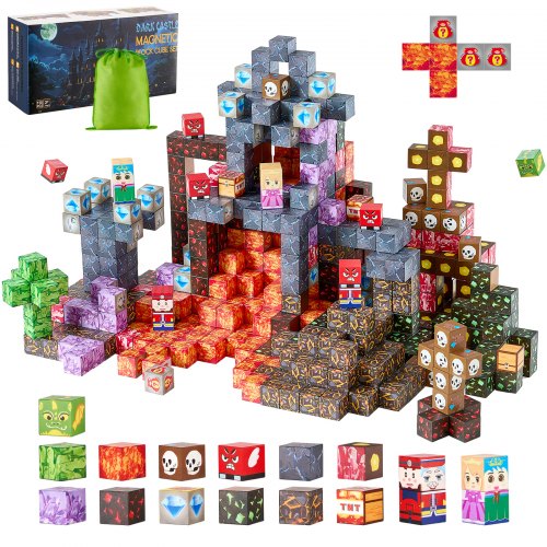 

VEVOR Magnetic Blocks, 150 PCS Dark Castle Set, Magnetic Building Cubes for Kids, STEM Montessori Sensory Toys for Christmas Birthday Gift, Construction Stacking Toy for 3+ Years Old Boys & Girls