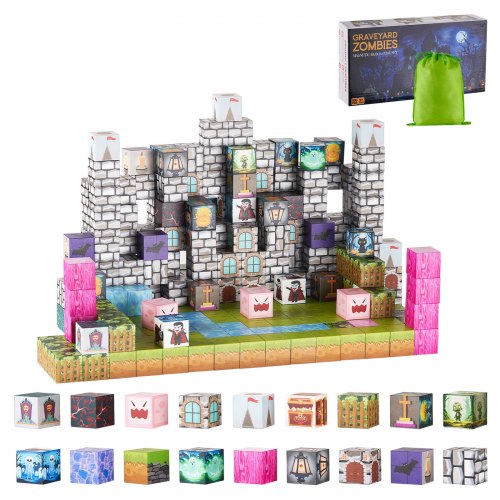 

VEVOR Magnetic Blocks 100 PCS Cemetery Zombies Set STEM Montessori Sensory Toys