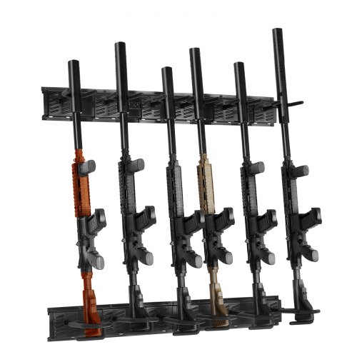 Vevor Gun Rack, Indoor Gun Rack Wall Mount, 6-Slot Vertical Rifle Shotgun Gun Rack, 180 Lb Heavy Duty Metal Wall Gun Rack Display Stand With Soft Padd-image