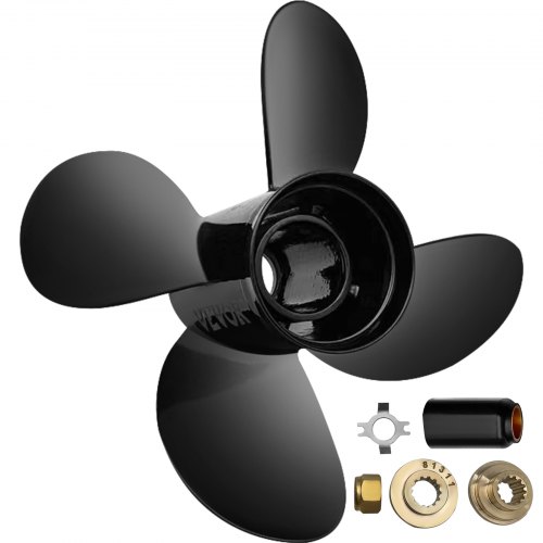 

VEVOR Outboard Propeller, Replace for OEM 48-8M8026630, 4-Blade 10.3" x 13" AluminumBoat Propeller, Compatible w/Mercury Mariner 25HP Bigfoot/Command Thrust 60Hp Outboard, 13 Tooth Splines, RH