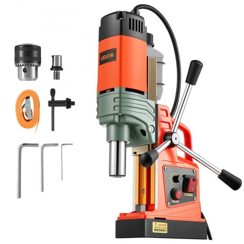VEVOR Magnetic Drill Press, 1400 W, 2 in Boring Diameter, 2810 lbf Power Portable Mag Drill Press, 0–800 RPM Adjustable Speed, with Weldon Shank, for Metal Surface, Industrial and Home Improvement