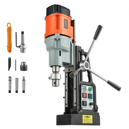 

VEVOR Magnetic Drill Press, 1550 W, 2.4 in Boring Diameter, 2922 lbf Power Mag Drill Press, 0-600 RPM Adjustable Speed, Morse Taper, M3-M16 Tapping, for Metal Surface, Industrial and Home Improvement