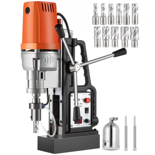 VEVOR Magnetic Drill 1680W Magnetic Drill Press with 2Inch Boring Diameter Annular Cutter Machine 2900 LBS 11pcs HSS Annular Cutter Bits