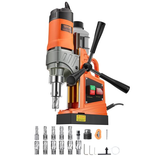 

VEVOR Magnetic Drill, 1450W 1.57" Boring Diameter, 12500N 850 RPM Portable Electric Mag Drill Press, Drilling Machine for any Surface Home Improvement Industry Railway