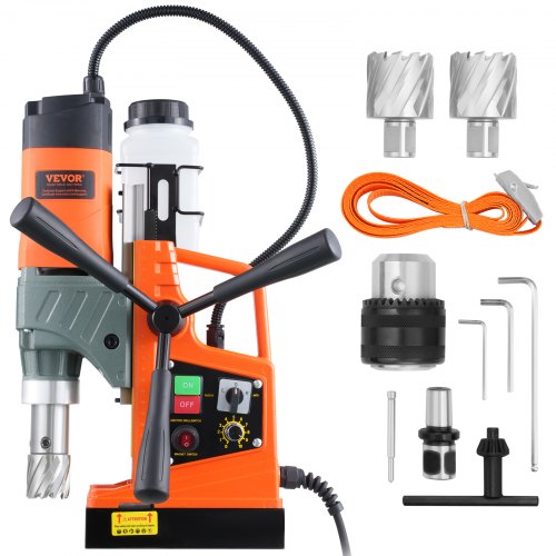 

VEVOR Magnetic Drill, 1450W 1.57" Boring Diameter, 12500N 800 RPM Portable Electric Mag Drill Press, with Variable Speed, Drilling Machine for any Surface Home Improvement Industry Railway