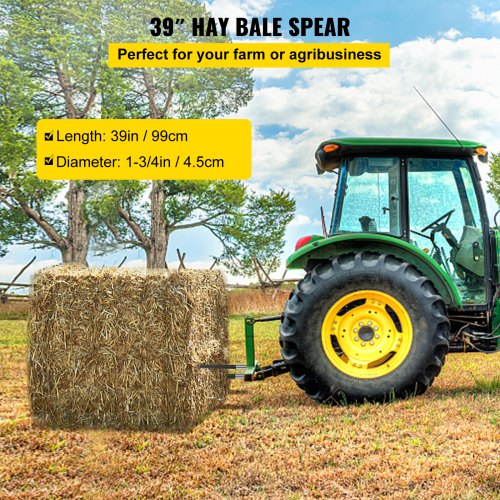 39" Long eHay Bale Mover Front Mount Bucket Bale 1 Spear 