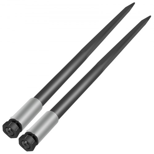2pcs 49" Square Hay Bale Spear 4000lbs Capacity 1 3/4" Wide Skidsteer Spike Fork