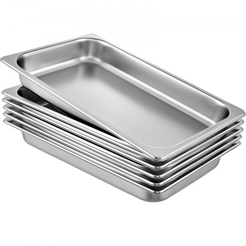 Qty 6 1/6 th SIZE STAINLESS STEEL STEAM TABLE PAN 4" DEEP 
