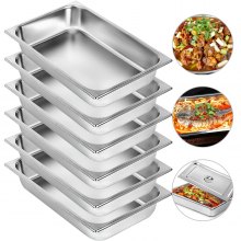 Pack Of 6 Kitchen Container Food Pan 1/1 Gastronorm Gastro Tray Lid Chafing Dish