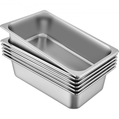 STAINLESS STEEL FOOD PANS 2x GASTRONORM 1/6 TRAYS AND LIDS 150mm DEEP BAIN MARIE 