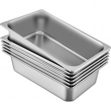6x Bain Marie Tray / Steam Pan / Gastronorm 1/1 Size 150mm Deep,Stainless Steel
