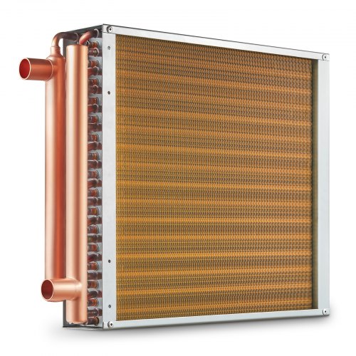 

VEVOR Heat Exchanger Water to Air, 16"x 16" with 3-Row 3/8" Copper Ports, 193 Aluminum Fins Heat Exchanger for Outdoor Wood Furnaces, Residential Heating and Cooling, and Forced Air Heating