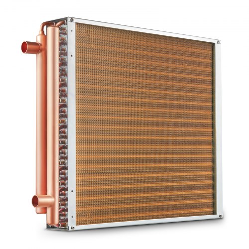 

VEVOR Heat Exchanger Water to Air, 20"x 20" with 3-Row 3/8" Copper Ports, 242 Aluminum Fins Heat Exchanger for Outdoor Wood Furnaces, Residential Heating and Cooling, and Forced Air Heating