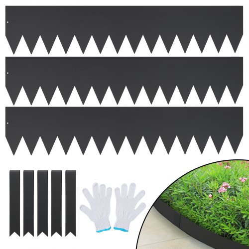 

VEVOR Steel Landscape Edging, 3-pack Steel Garden Edging Borders, 40" L x 8" H Strips, Hammer-in Edging Border with 5 Clips, Bendable Metal Landscape Edging for Yard, Garden, Lawn