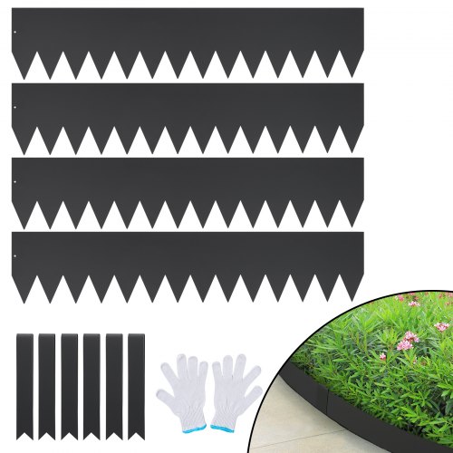 

VEVOR Steel Landscape Edging, 4-pack Steel Garden Edging Borders, 40" L x 8" H Strips, Hammer-in Edging Border with 6 Clips, Bendable Metal Landscape Edging for Yard, Garden, Lawn