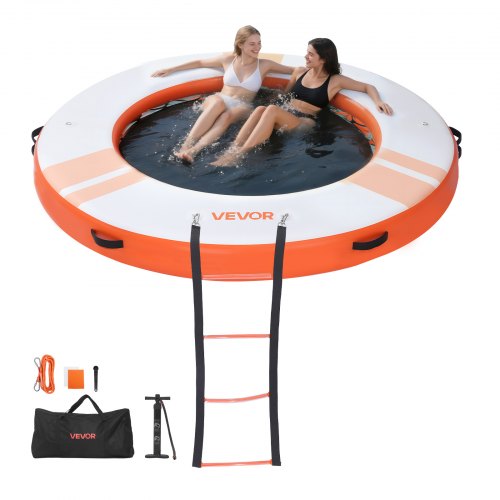 Vevor Inflatable Floating Dock, 8 FT Inflatable Dock Platform, Non-Slip Water Air Mat With Portable Carrying Bag And Detachable Ladder, Floating Water-image
