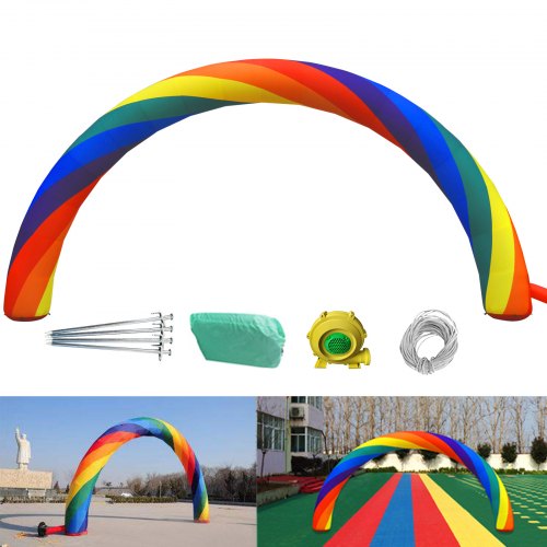 

VEVOR Inflatable Rainbow Arch 26ftx10ft with 110W Blower for Advertising Party Celebration Garden