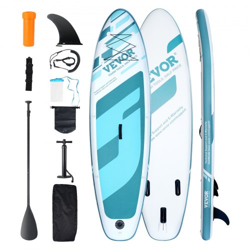 

VEVOR Inflatable Stand Up Paddle Board, 10.6' x 33" x 6" Wide SUP Paddleboard, with Board Accessories, Pump, Paddle, Fin, Phone Bag, Backpack, Ankle Leash, Repair Kit, Non-slip Deck for Youth & Adults