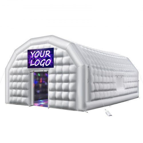 

VEVOR Inflatable Nightclub, 29.5 x 19.7 x 13.1 ft Inflatable Party Tent with 1100W Blower & Sandbag, Blow up Night Club with 2 Windows, Air Cube House for Event Birthday Wedding Party, White